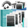 GEMERRY Lashes Clusters Kit Thick Lash Clusters 2 Styles 728Pcs Fluffy Lash Clusters Kit with Waterproof Bond and Seal Remover Tweezers for Beginners£¨2X 100P+200P£©