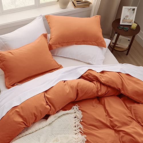 Bedsure Burnt Orange Twin Duvet Cover Set - Soft Prewashed Duvet Cover Twin Size, 2 Pieces, 1 Duvet Cover 68x90 Inches with Zipper Closure and 1 Pillow Sham, Comforter Not Included