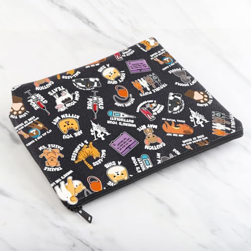 MNIGIU Funny Vet Med Cosmetic Bag Vet Tech Gift Animal Lover Gift Vet Meme Makeup Bag Veterinarian Gift (Vet Med Black)