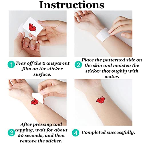 Valentine's Day Temporary Tattoos Set - 6 Styles for Couples