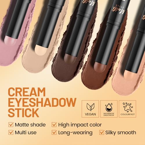 Noerrors 6-Piece Dual-Ended Eyeshadow Stick Set, Waterproof Matte