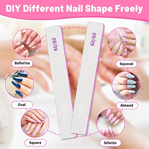 12pcs Nail Files 60 Grit, BLESWIN 60/60 Grit Nail Files, Jumbo Nail Files for Acrylic Nail, Double-Sided Emery Board Nail Filer for Manicure, Pedicure, and Acrylic Nails