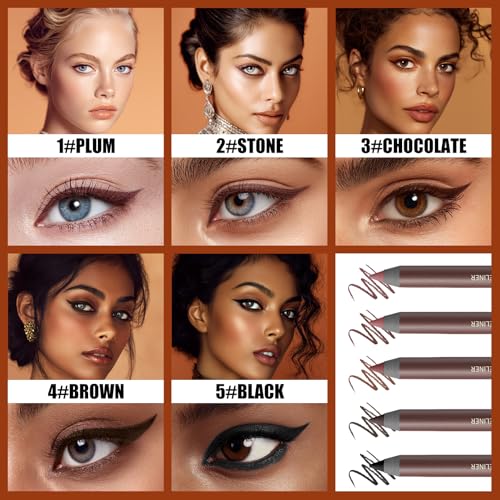 Pinkiou 5-Color Waterproof Eyeliner Pencil Set