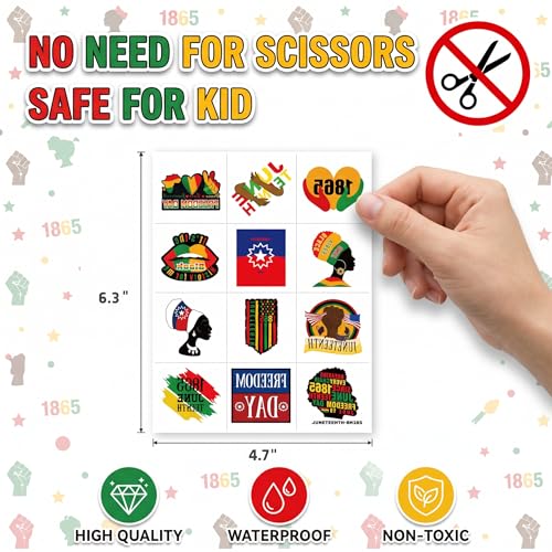 96 PCS Juneteenth Temporary Tattoos for Kids & Adults