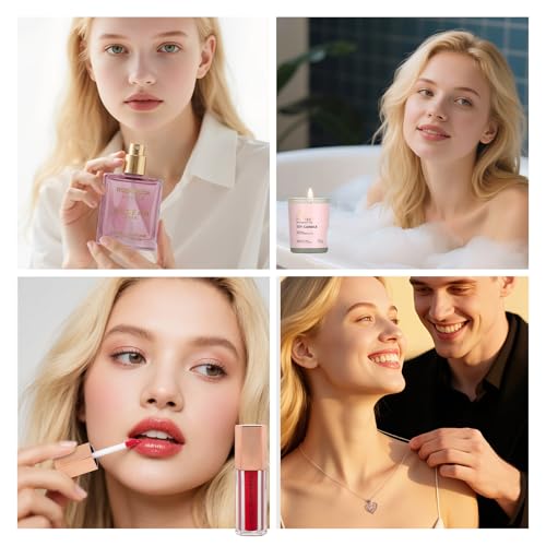 Rose Facial Skin Care Set, 33 Pcs Bath & Body Spa Basket for Women, Beauty Care Kit, Sheet Mask, Makeup Bag, Face Serum, Bath Bomb, Perfume, Christmas, Mother Day, Valentine's, Birthday, Baby Shower