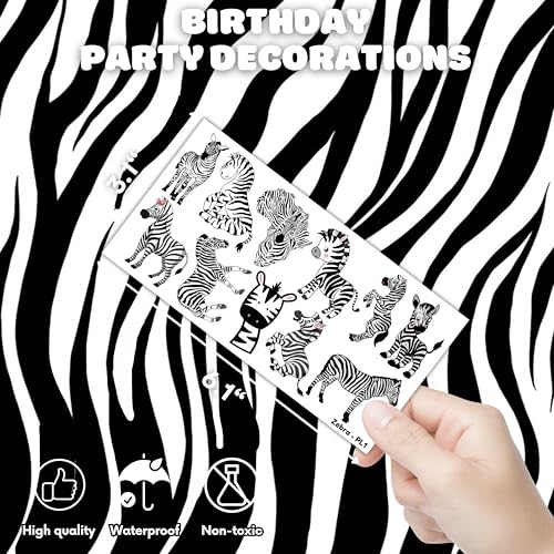 102 PCS Zebra Temporary Tattoos - Safari Party Favors