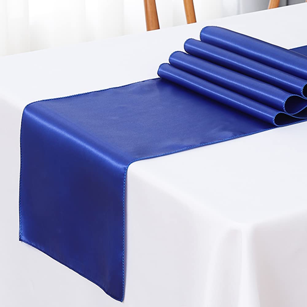 SINSSOWL 50 Royal Blue Chair Sashes Satin Chair Bows for Wedding Birthday Party Fiesta Restaurant Decor - 7x108 Inches Chair Ribbons Ties Fitted Banquets Folding Chairs Decorations