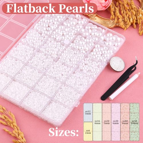 White Flatback Pearls Bedazzling Kit (2-10mm) with B7000 Glue & Tools
