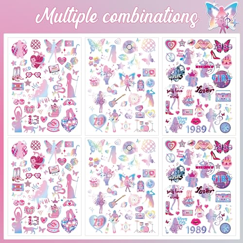 Singer Temporary Tattoo Stickers - 6 Sheets 240+ Designs