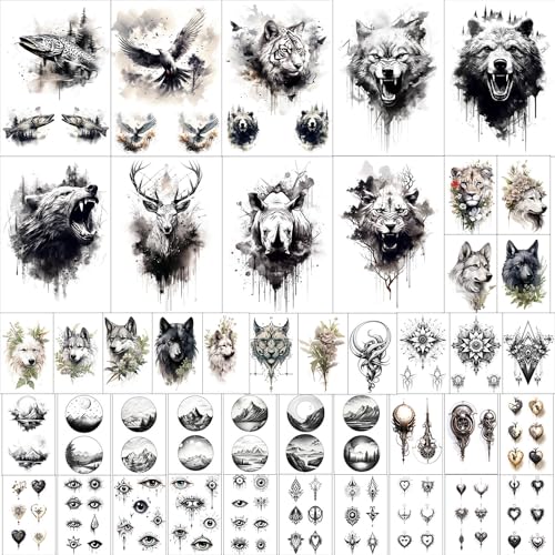 GLARYYEARS 44-Pack Temporary Tattoos - Realistic Long-Lasting