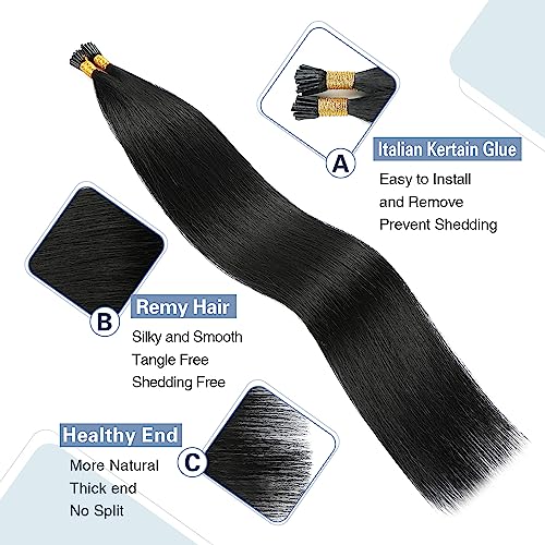Sunya I Tip Hair Extensions 14" Jet Black 50 Strands