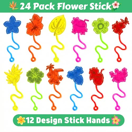 48 PCS Tropical Party Favors - Stick Hands & Temporary Tattoos