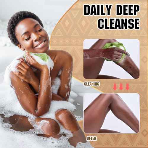 Real African Net Sponge - 2 Pieces Authentic Exfoliating Body Scrubbers - Ultra-Gentle for Sensitive/Dry/Oily Skin - Shower & Bath Essential (Army Green & Dark Army Green)
