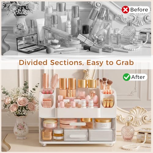 Large Makeup Organizer with Drawers - Vanity Storage Solution