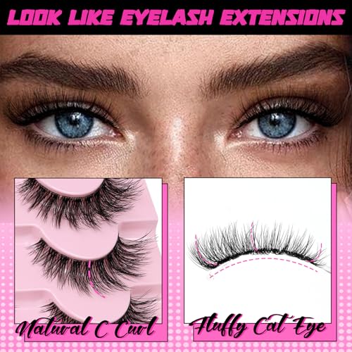 Veleasha Fluffy Cat Eye False Eyelashes - 7 Pairs, 8-15mm C Curl