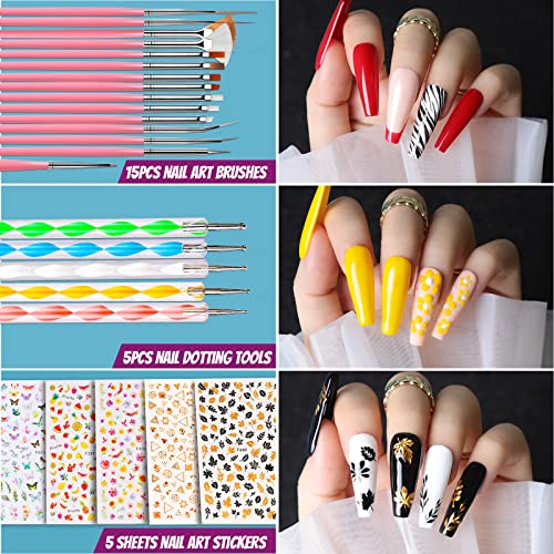 Teenitor Acrylic Press On Nail Art Starter Kit with 600 Clear Coffin Tips