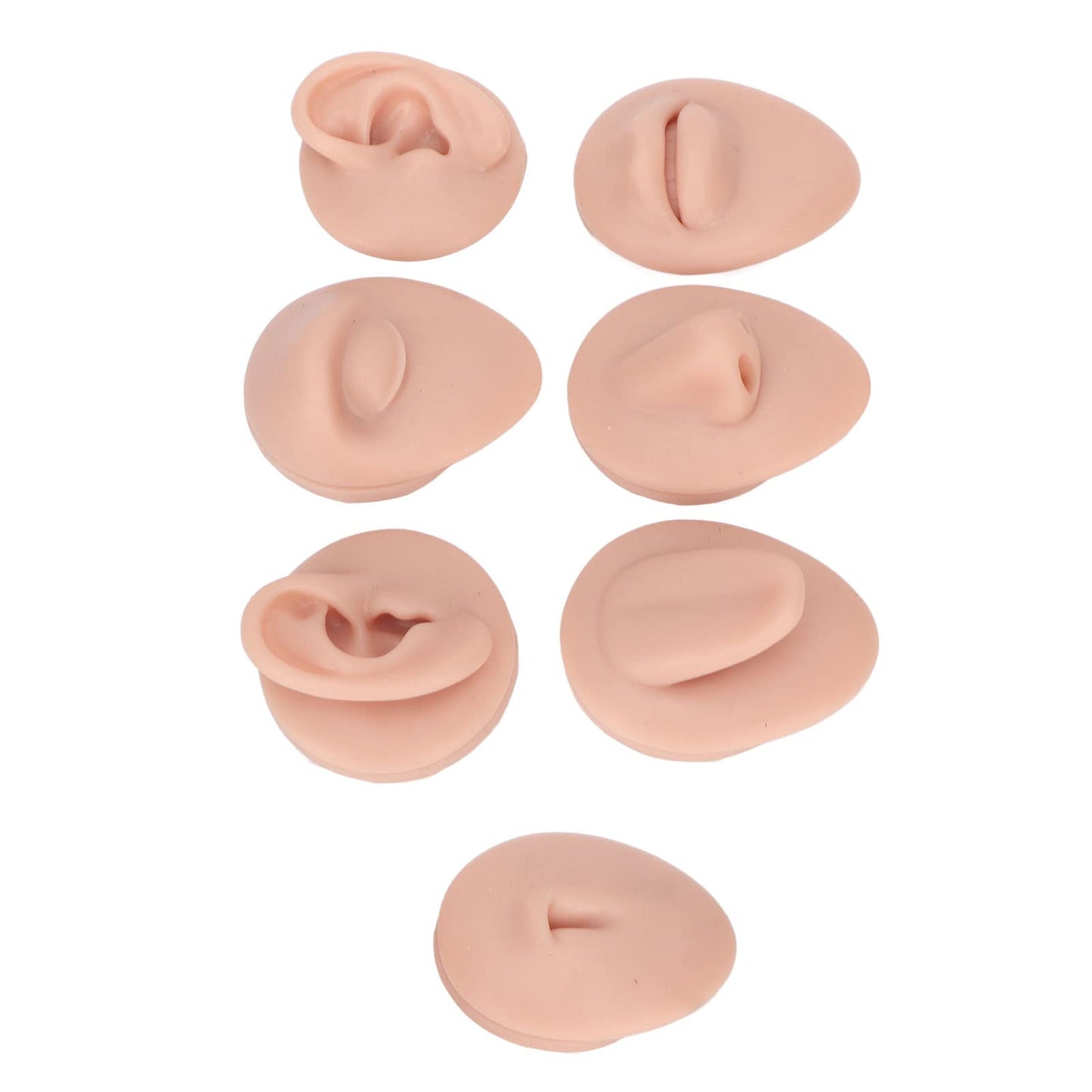 Soft Silicone Flexible Model Body Part Displays Set, Silicone Tongue Mouth Navel Ear Model for Piercing Practice and Jewelry Display Acupuncture Teaching Tool, Education (Medium