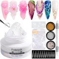 Clear Solid Builder Gel 60g with Nail Forms & Nail Art Kit for 3D Extensions