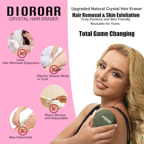Crystal Hair Eraser for Women,Upgraded Painless Crystal Hair Remover Diamond,Effective Nano Glass Hair Removal Stone Exfoliation without Shaver,Natural Epilator for Silky Skin(Olive Green)