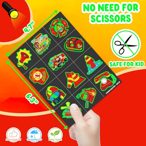 96 PCS Glow in the Dark Firefighter Temporary Tattoos