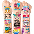 Six Seven Stickers Tattoos Funny 6 7 Temporary Tattoos Stickers 96PCS Number Funny Six Seven Donut Ice Cream Baseball Meme 6 7 Elf Santa Christmas Gifts for Kids Teens Adults
