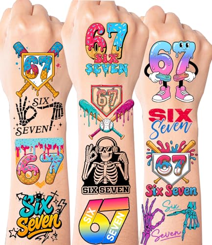 Six Seven Temporary Tattoos Stickers Pack