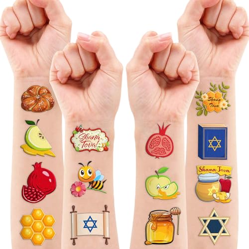 Rosh Hashanah Temporary Tattoos for Kids 102PCS Shana Tova Party Supplies Decorations Jewish New Year Festival Themed Favors Cute Holy Day Carnival Tattoos | Ideal Gifts & Prizes for Boys & Girls