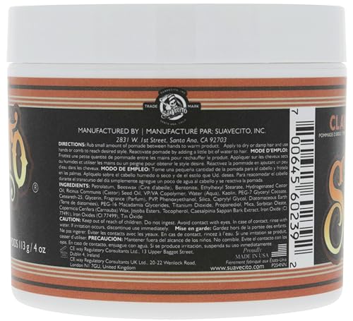 Suavecito Firme Clay Pomade for Men - Strong Hold Matte Finish 4 oz - Professional Hair Styling Clay