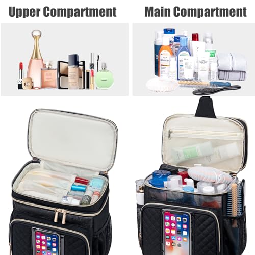 Large Toiletry Bag for Women Men,Bathroom Bag,Water Resistant Shower Bag,Makeup Bag,Portable Shower Caddy for College Dorm,Hanging Travel Toiletry Bag with Transparent Waterproof Phone Pocket