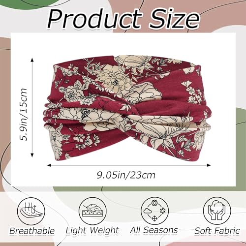 Wide Twist Headbands for Women - Paisley Print, 6 Pack, Comfortable & Non-Slip