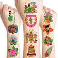 103 PCS Hula Hawaiian Temporary Tattoos Stickers Summer Beach Aloha Tiki Hawaii Luau Tropical Hula Dance Party Decorations Theme Birthday Supplies Favors Tattoo Gifts Kids Girls Boys School Rewards