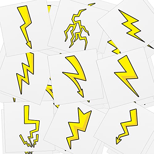 Leelosp 144 Pieces Halloween Lighting Bolt Tattoos Lightning Bolt Stickers Hand Temporary Tattoos Accessories Apparel Accessories for Birthday Party Favor Decorations, 9 Styles