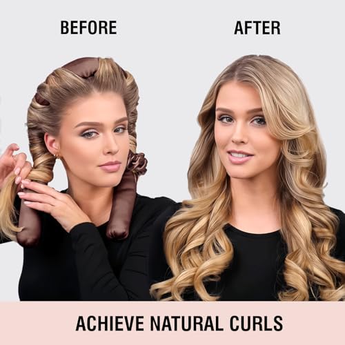 BLINKEEN Jumbo Satin Heatless Hair Curler Set - Overnight Rod & Scrunchies