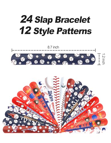 Baseball Party Favors Bundle - 24 Slap Bracelets & 92 Tattoos