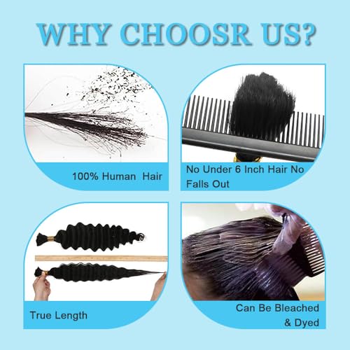 Human Braiding Hair For Boho Braids 22 Inch Natural Deep Curly Bulk