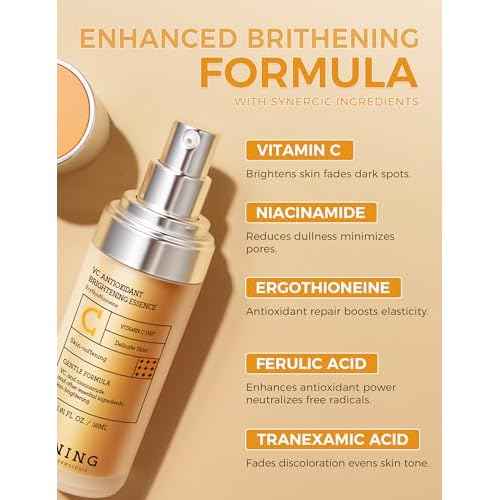 Vitamin C Serum with Niacinamide & Ethyl Ascorbic Acid: Brightening, Moisturizing Face Serum for Dark Spots | Hyperpigmentation & Anti-Aging Treatment | Korean Synergy Formula 1.01oz