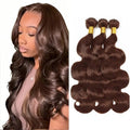 #4 Brown Body Wave Human Hair Bundles - 3 Pack, 12-34 Inch