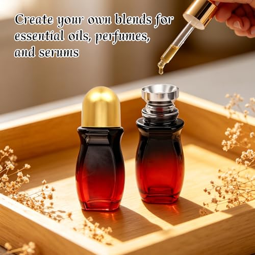 50ml Refillable Glass Roller Bottle for Essential Oils & Perfume with Gold Cap