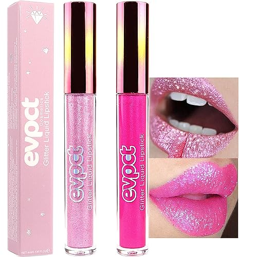 12 Colors Glitter Liquid Lipstick Set, Waterproof Long Lasting