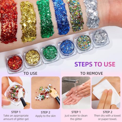 Team Colors Body Glitter Set - 6 Vibrant Shades
