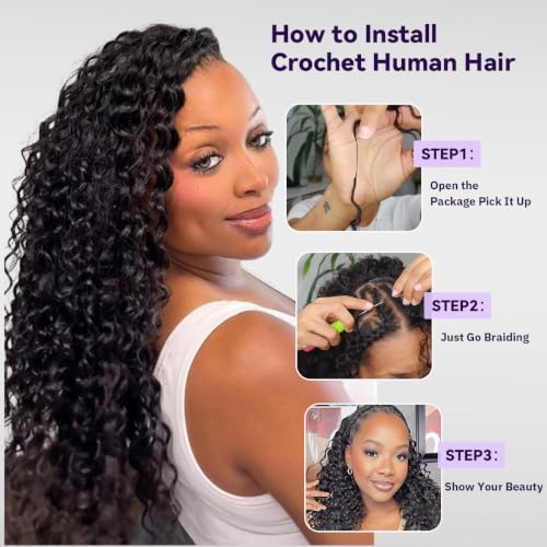 MsFan Human Hair Crochet Extensions Loose Deep Wave 4/27/30 120G 18 Inch - 100Strands