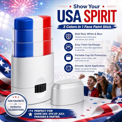 Red White and Blue Eye Black Stick for Sports & Game Day