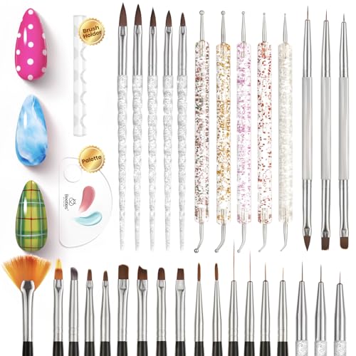 Beetles 31pc Nail Art Brush Set with Dotting Tools & Liner Pens