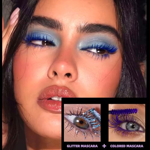 Glitter & Matte Mascara Set, 8 Colors - Waterproof Volumizing