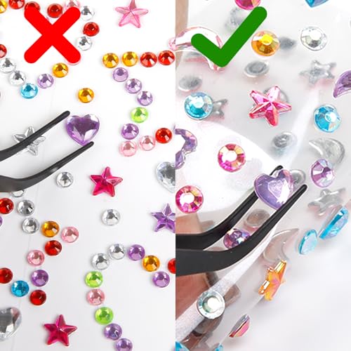 6PCS Self Adhesive Face Gems Stickers Face Glitter Rhinestone Face Jewels for Women Cute Face Hair Nail Body Gems for Valentine's Day Rave Makeup Accessories