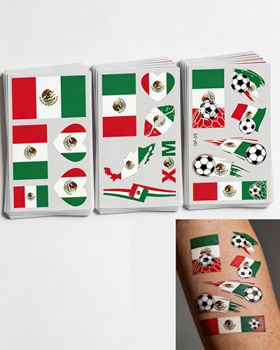 Mexico Flag Temporary Tattoos 30-Pack for Soccer Fans