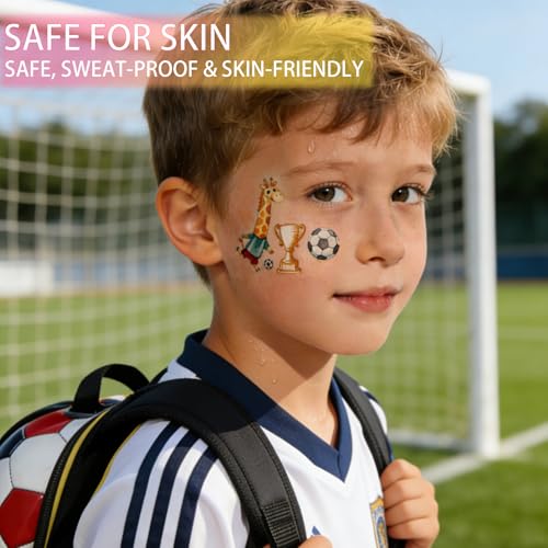 8 Pack Soccer Temporary Tattoos - Waterproof Face & Body Stickers