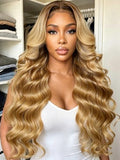 KLAIYI Ombre Honey Blonde Loose Wave 7x5 Lace Front Human Hair Wig 18"