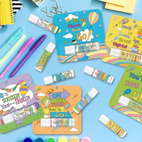24 Pcs Oh The Places You' ll Go Gift Bulk Lip Balm Oh The Places You' ll Go Party Favors Graduation Lip Care Travel Size Moisturizing and Nourishing Lip Balm Gifts for Women Birthday Classroom Office