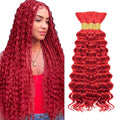 Red Curly Human Hair Bundles for Boho Braids 20" 150g
